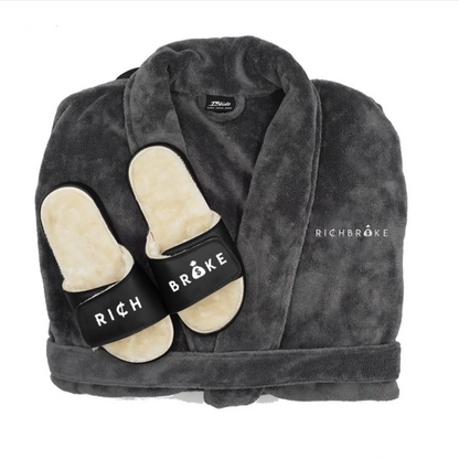 Sugar Daddy Gift Set - Rich Broke Robe With Fur Sliders