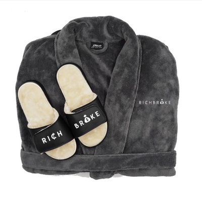 Sugar daddy gift set Rich Broke Robe  W Fur sliders